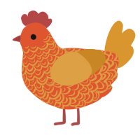 LC Lava 0 4 11, a vermilion and orange chicken with a double-lace pattern