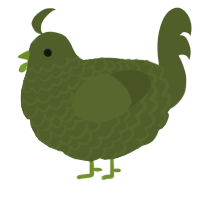 A olive chicken with a lace pattern