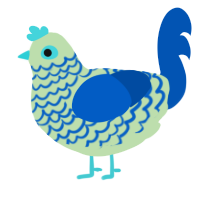A gluppy and ultramarine chicken with a lace pattern