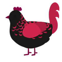 A sable and crimson chicken with a half-lace pattern