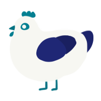 A white and navy chicken