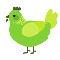 A grass and lime chicken with a neck-speckle pattern