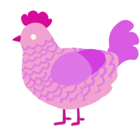 A pink and orchid chicken with a lace pattern