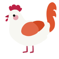 A white and vermilion chicken