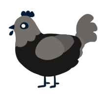 old victorian, a sable and grey chicken with a head pattern