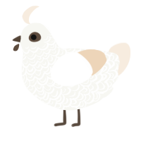 A white and cream chicken with a double-lace pattern