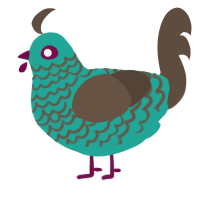 A turquoise and bark chicken with a lace pattern