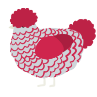 A mist and crimson chicken with a lace pattern