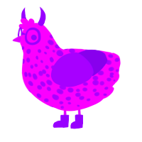 ココリコ, a amethyst and violet chicken with a speckle pattern