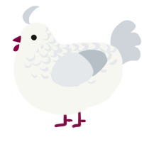 A white and mist chicken with a half-lace pattern
