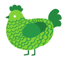 A grass and viridian chicken with a lace pattern