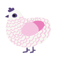 A white and pink chicken with a lace pattern