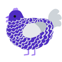 A indigo and mist chicken with a lace pattern