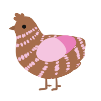 A brown and pink chicken with a bar pattern