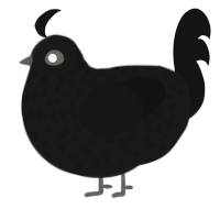 A sable and black chicken with a speckle pattern
