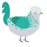 A mist and turquoise chicken with a half-lace pattern