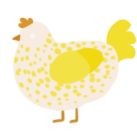 A cream and yellow chicken with a speckle pattern