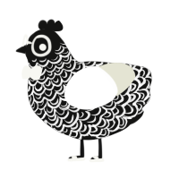A black and white chicken with a double-lace pattern