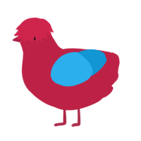 A crimson and sky chicken
