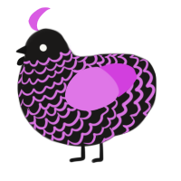 A sable and orchid chicken with a lace pattern