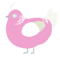 A pink and white chicken with a neck-band pattern