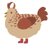 A beige and russet chicken with a half-lace pattern