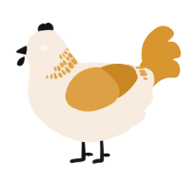 A cream and orange chicken with a neck-band pattern