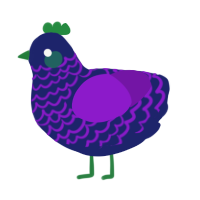 boysenberry, a navy and violet chicken with a lace pattern