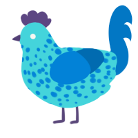 clues, a aqua and sapphire chicken with a speckle pattern