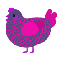 A overcast and fuchsia chicken with a lace pattern