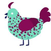 Sparkle, a mint and wine chicken with a speckle pattern