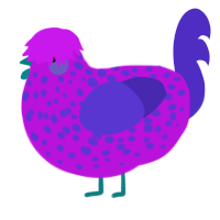 Iris, a amethyst and indigo chicken with a speckle pattern