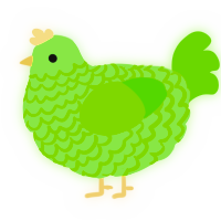 A gluppy and grass chicken with a lace pattern