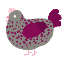 A ash and wine chicken with a speckle pattern