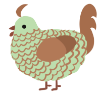 A gluppy and brown chicken with a lace pattern