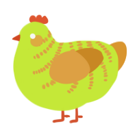 A lime and orange chicken with a half-bar pattern