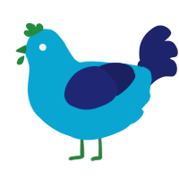 marker, a cerulean and navy chicken
