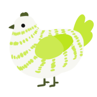 Battery Acid, a white and lime chicken with a bar pattern