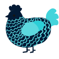 A tumblr and aqua chicken with a lace pattern