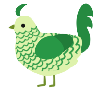 A apple and viridian chicken with a lace pattern