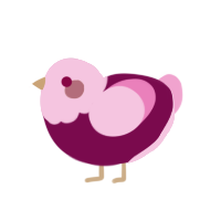 Strawbaby, a wine and pink chicken with a head pattern