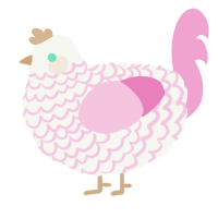 A white and pink chicken with a lace pattern