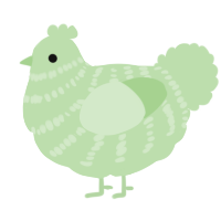 A gluppy chicken with a bar pattern