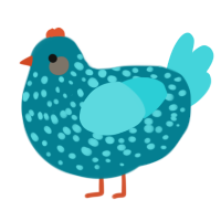 (unnamed), a sea and aqua chicken with a speckle pattern