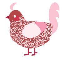 Strawberry swirl, a red and rose chicken with a double-lace pattern