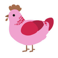 A pink and crimson chicken with a neck-band pattern