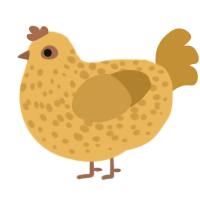 Berry Boba, a honey and gold chicken with a speckle pattern