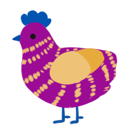 Berry, a plum and honey chicken with a bar pattern