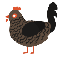 A bark and sable chicken with a lace pattern