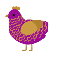 A plum and gold chicken with a lace pattern